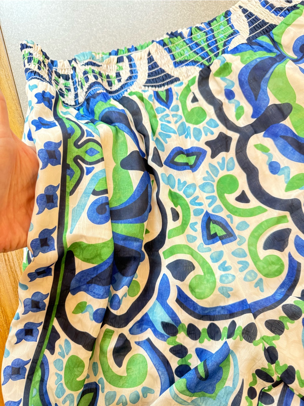 Current Air Los Angeles Boho Breeze High Rise Tile Print Palazzo Pants Large NWT - Picture 3 of 10
